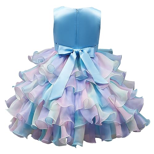 Little Girl Rainbow Tutu Dress Tulle Birthday Pageant Flower Ruffle Party Wedding Formal Princess Ball Gown 2-10 Years4