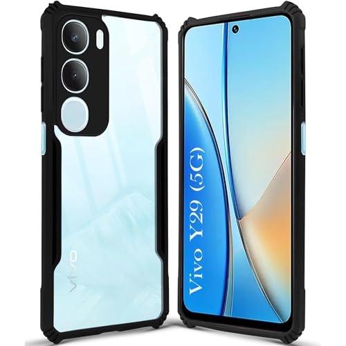 Image of Jkobi Back Case Cover for Vivo Y29 (Shockproof with Polycarbonate Clear Panel | Professional Black)