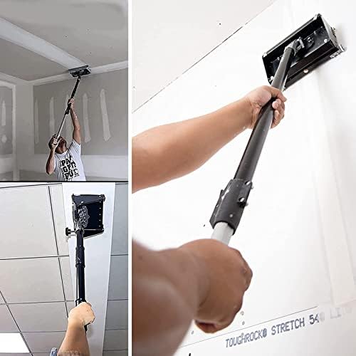 Aluminum Alloy Drywall Taping Box 8"/10"/12" with 40"-63.8" Adjustable Handle, High Capacity Mud Tool & 120° Skimming Blade for Professional Drywall Finishing