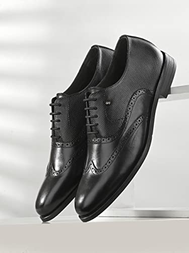 Image of San Frissco Men's Formal Shoes Leather Brogues Lace Up Footwear Cushioned Footbed with TPR Sole Lightweight, Flexible and Stylish for Office, Wedding, Parties and Dailywear