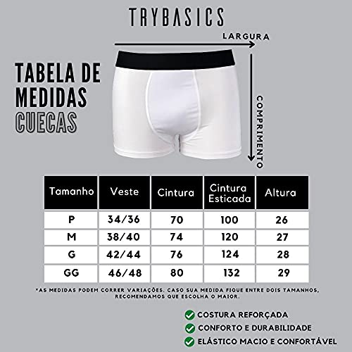 Kit 10 Cuecas Boxer Box Cotton Algodão Lisa Básica Casual, Tamanho M