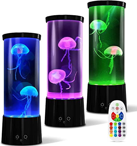 AONESY Lampara Medusa Lava Acuario 17 Colores, Lámparas de lava,Lampara de Medusas Movimiento,Regalos para niños,Decoración de ambiente,Negro