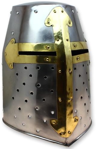 Crusader Great Helm Medieval Knights Templar Helmet Armor - Carbon Steel Hand Forged