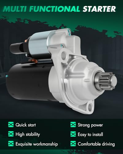 Image of SCITOO Starter Motor fit for Volkswagen for Beetle 2.5L 2006-2014,for Volkswagen for Beetle Cabrio 2.5L 2011,for Volkswagen for Bora 2.0L 2006 Replacement Starter 17969
