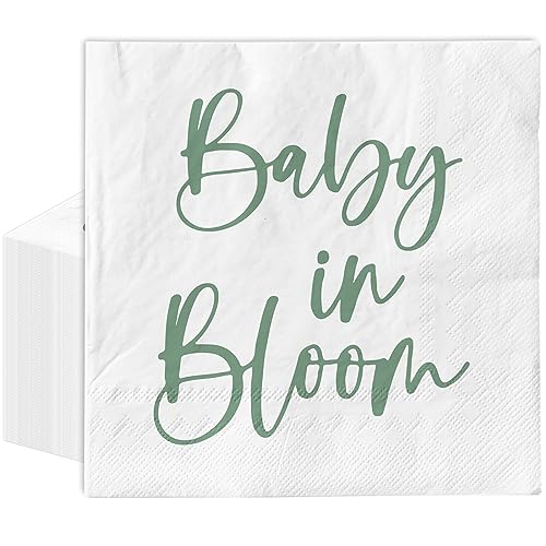 Serviettes en papier jetables vert sauge 16.5 cm fête prénatale 80 pcs