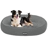 HMTOPE Hundebett Mittelgroße Hunde, Katzenbett Waschbar, Kuscheliges Hundekissen, Rund Cord Hundekorb, Donut, Hundesofa, Abnehmbar und rutschfest, Ø 80 cm, Mittelgrau