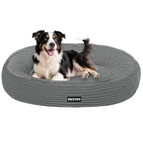 HMTOPE Hundebett Mittelgroße Hunde, Katzenbett Waschbar, Ø80cm Mittelgrau