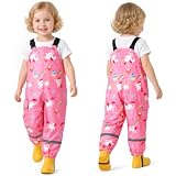 Baogaier Kinder Regenlatzhose Mädchen Leicht Matschhose 122-128, Rosa Pferd