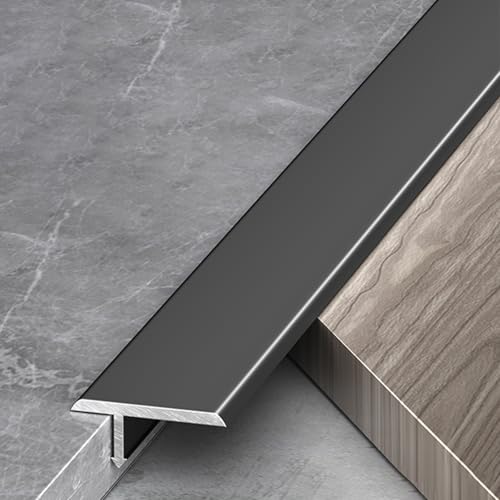 Schwellenleiste aus Aluminium, T-Form, für Laminat, Dielen, Fliesen, Beton, Wand, 24 mm x 61 cm, Schwarz