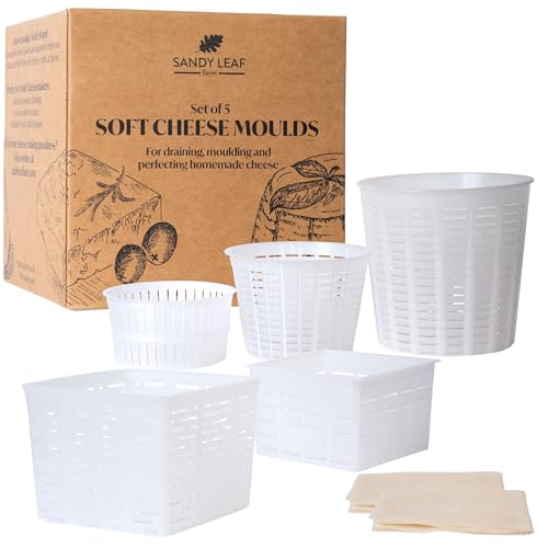 Sandy Leaf Farm Cheese Mould Kit Make Cream Cheese Feta Ricotta Paneer & More | DIY Cheese Making Kit with Cheese Mould & Cloth Set | Unique Foodie Gift for Men & Women Perfect Birthday Present