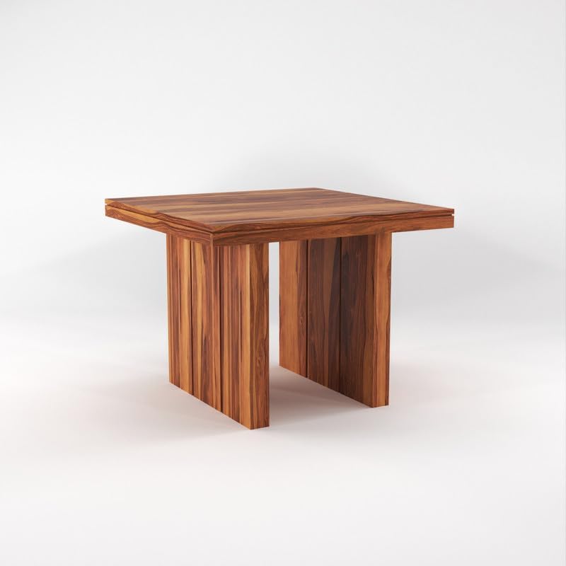 Image of Solid Sheesham Wood Dining Room Sets 4 Seater Dining Table with 3 Chairs & 1 Bench for Dining Room, Living Room, Kitchen, Hotel, Restaurant, Cafeteria (Estra, Honey Finish)