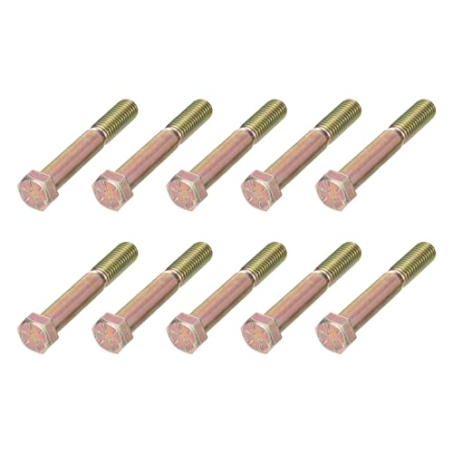 Image of METALLIXITY Hex Bolts (7 /16-14x4) 10Pcs, Grade 8 Carbon Steel Zinc Plated Partial Threaded, UNC Coarse Thread Hex Head Screw Bolt - for Furniture Repair, Yellow