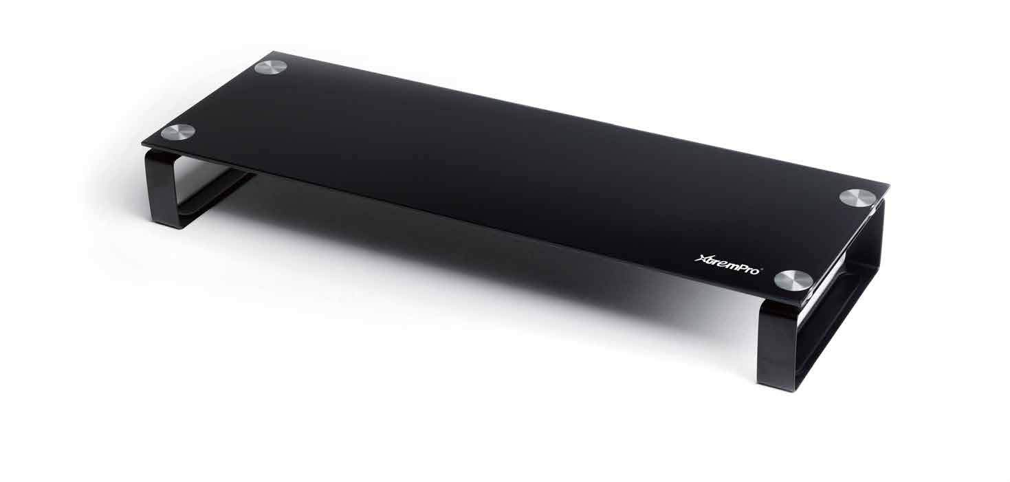 Tempered Glass Stand for Computer Monitor, Apple iMac & Notebook - Black (11177), 23.62 x 7.87 x 3.35 inch (XtremPro 11177)