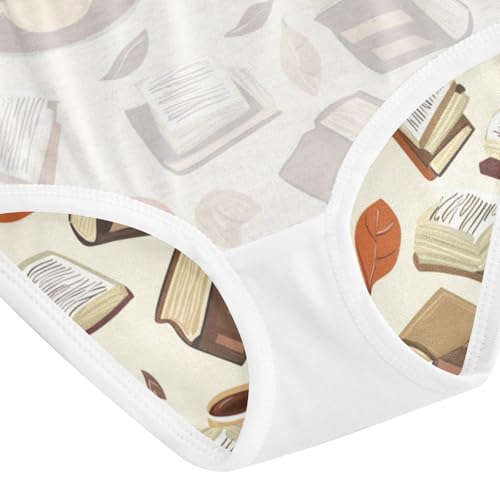 ZZKKO Books Leaves Coffee Girls Underwear Toddler Panties for Girls Comfort Brief Size 2T-8Y4