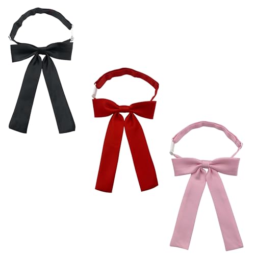 Bow Tie For Women, Satin Elegant Bowtie for Dresses & Graduation & School Uniform & Weddings UY-WBT-8 (Z - 3 Pieces - Red, Pink,Black)