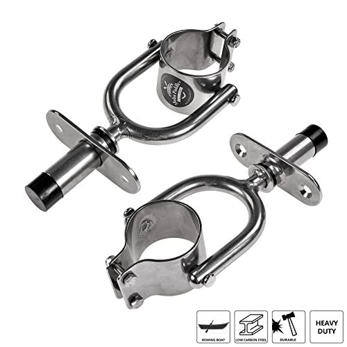 John Paddle Exklusiv Clamp Kugelbuchse Ruderdollen aus Edelstahl mit gerader Buchse (Komplett - 2 Paar) - Beste Qualität