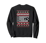 Naught Nice Lesbian Pride Funny Ugly Christmas Theme Party Sweatshirt
