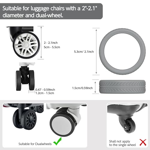 AWINNER 8 Pack Luggage Wheels Covers - Silicone Luggage Wheel Protector Covers for most 8 Spinner Wheel Suitcases or Office Chair Caster,Durable,Mute and Shock Absorption (Grey)3