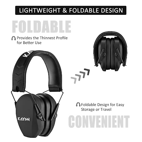 Kaynn 018 2 Pack Shooting Range Ear Protection Nrr 27Db,Adjustable Folding Noise-Reducing Hearing Protection Slim Earmuffs For Shooter,Hunters,Lawn Mowing,Gift Idea(Black*2) #TOP3