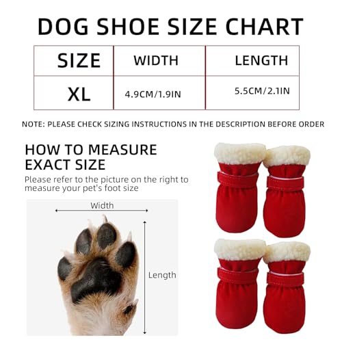 Hundeschuhe Pfotenschutz, Verstellbare rutschfeste Hundeschuhe, Pfotenschutz wasserdichte Schneeschuhe, Hunde Schuhe Outdoor, Pfotenschützer Hundeschuhe für Kleine Mittlere Hunde Herbst Winter (Rot)