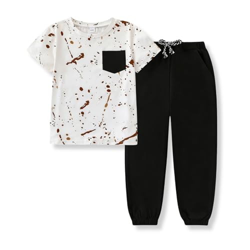 Image of Size 5-13 Years Boys Summer /Spring Outfits Set Short Sleeve T-Shirt & Pants Kids Boys Fall Fashion Clothes Sets