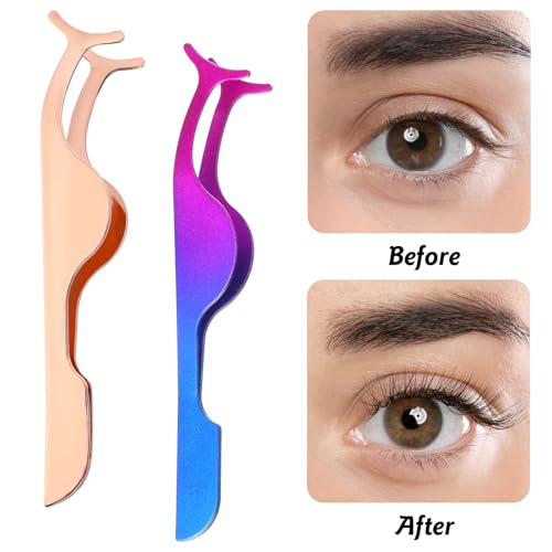 WLLHYF 2 peças, aplicadores de cílios postiços, pinças curvadas, de aço inoxidável, removedor de cli