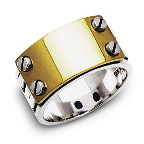 [ドクターモンロー] 18金 ビスプレートリング 13号～23号 (22号) ワイド ゴールド K18 メカニカル 機械 マシン 指輪 メンズ 男性