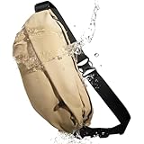 【雨にも負けず、スリにも負けない】 ボディバッグ メンズ ショルダーバッグ 肩掛けバッグ 大容量 軽量 撥水 防犯 スリ対策 止水ファスナー 海外旅行 通勤 (ベージュ, 幅37.5cm 奥行き12cm 高さ17cm)