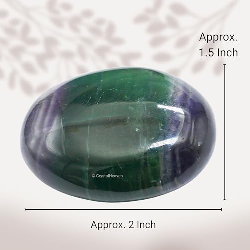 Image of Crystal Heaven Certified Fluorite Crystal Palm Pebbles Stones For Anxiety Stress Relief Massage - Aaa Grade Original Healing Gemstone Agate Palm Stone For Yoga Meditation Spiritual Reiki Feng Shui