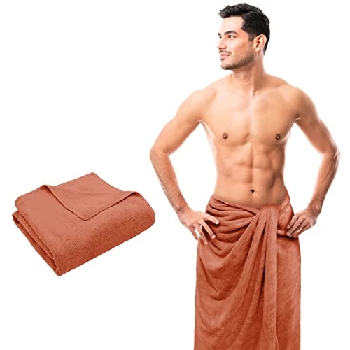 Image of Sassoon Venir Microfiber 1 Piece Men Bath Towel 450 GSM (70x145cm, Rust Color) Ultra Soft Material, Towel for Daily use