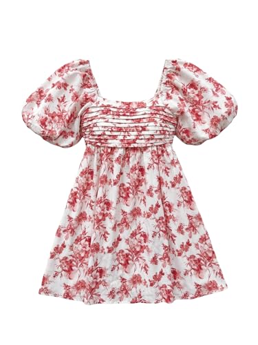 Image of Floerns Women's Floral Dress Puff Sleeve Dress Square Neck Summer Vacation Picnic Mini Dresses