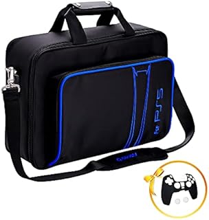 G-STORY Case Storage Bag, Carrying Case Compatible with PS5 Disc and Digital Edition, Travel Bag for Controller, Included Silicone Cover Skin Protector