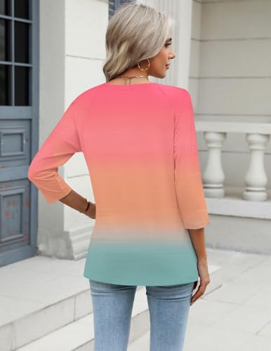 Image of Zeagoo 3 /4 Length Sleeve Womens Tops Casual V Neck Shirts Soft Basic Tees Business Work Blouses