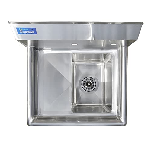 Image of AmGood Stainless Steel Prep & Utility Sink | 304 Stainless Steel | Restaurant, Kitchen, Laundry, Garage | NSF (Bowl Size: 10 inchx14 inchx10 inch + Left Drainboards)