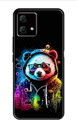 Image of Metal TPU Printed Back Cover for Motorola Moto G84 5G (Multicoloured Panda) 360 Degree Protection | Camera Protection -25092024(AH)