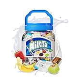 Milkita Creamy Shake Candy Jar, Gluten Free Chewy Candies with Calcium & Real Milk, Zero Trans Fat, Low-Sugar, Assorted Flavors (Vanilla, Strawberry, Chocolate, Honeydew, Banana), 150 Pcs