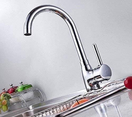Mitigeur pivotant 360 cuisine chrome robinet évier eau chaude froide - 4