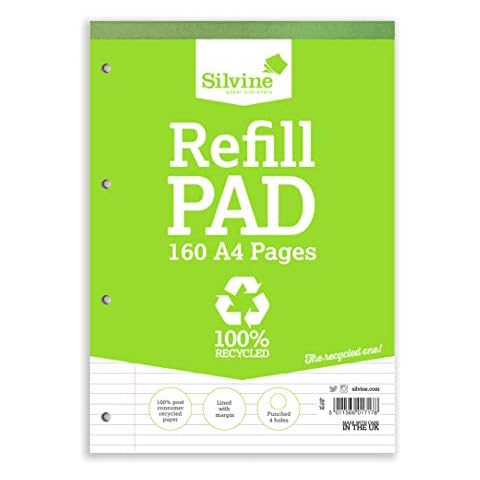 Silvine 160 Page A4 Recycled Refill Pad Cover