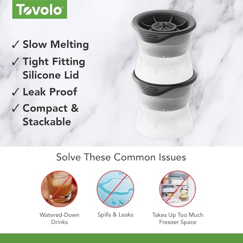 Image of Tovolo Baseball Ice Molds Pack of 2 Large Craft Ice Mold Spheres for Whiskey Bourbon Cocktails, Dishwasher Safe BPA Free Silicone Baseball Ice Sphere Fun Gifts for Baseball Fans Coaches Fathers Dads