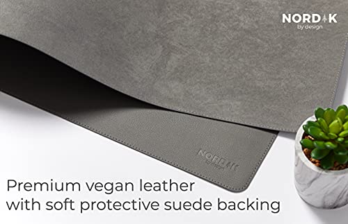 Nordik Leather Desk Mat Cable Organizer (Alaskan Gray 89 X 43 cm) Premium Extended Mouse Mat for Home Office Accessories - Non-Slip Vegan Leather Desk Pad Protector & Desk Blotter Pad - Image 5
