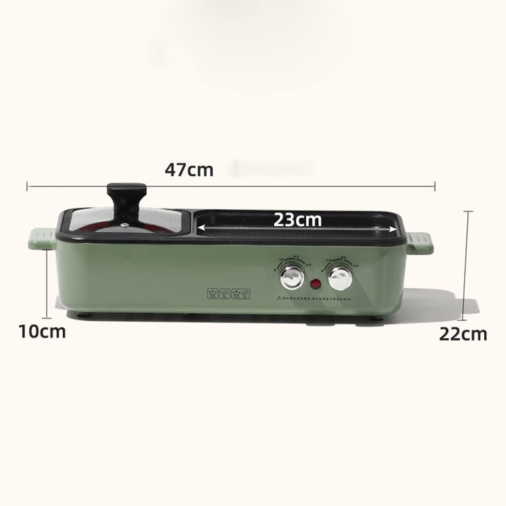 hot Pot Multifunctional Household Shabu-shabu Grilling Hot Pot Integrated 2.1L Large Capacity Non-Stick Bakeware stockpots (Color : White) (Green)