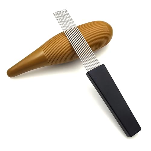 HUIOP Guiro Instrument with 1 Scraper Portable Fish Shaped Latin Percussion Instrument Interesting Musical Training Tool Professional Guiros for Beginners Band Accompaniment