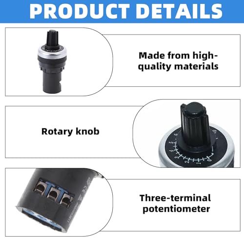 ikBrtaiay 3 Stück 10k Potentiometer, LA42DWQ-22 10k Drehpotentiometer 22mm Schalttafeleinbau, Ohm Rotary Potentiometer für VSD VFD Speed Controller Variable Antrieb Drehzahl