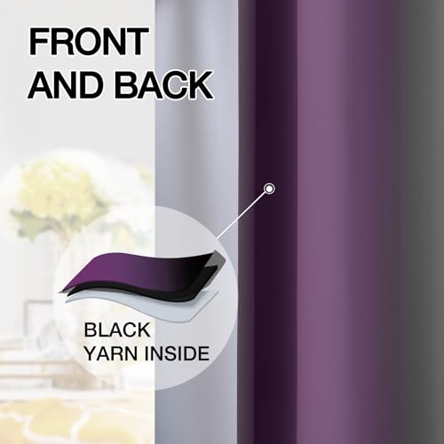 Image of SimpleHome Ombre Room Darkening Curtains 84 inches Length for Bedroom,Grommet Gradient Light Blocking Purple and Black Window Curtains for Living Room,2 Panels, 52x84 inches