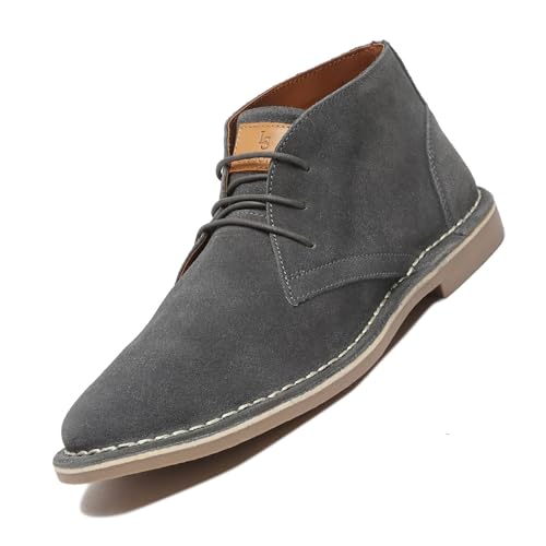 Image of LOUIS STITCH Chukka Boot for Men| Suede Leather Boot for Men| High Ankle Casual Boot | Casual Office & Trekking Shoes | Hiking Boot for Men | Stitch Down Desert Boot | Grey [SDSUCKPLGY ]