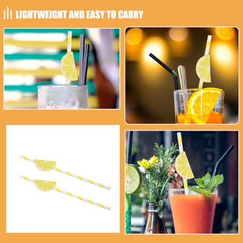 KICHOUSE 40 pitillos de papel con patrón limón amarillo miniatura 3