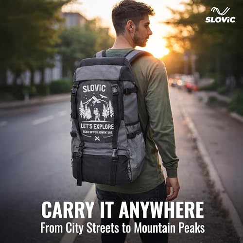 Image of SLOVIC Rucksack Backpack Bag for Man & Women [55 LTR] | Travel Bag for Man with Separate Shoe Compartment | Travel Bag for Woman | Water Resistant Bag for Travelling