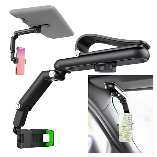 VKQTS Sun Visor Phone Holder for Car with 360 Swivel Design Foldable Sunvisor Phone Holder for Car with 180 Adjustable Arm Universal Cars Phones Holders for Easy Viewing Navigation