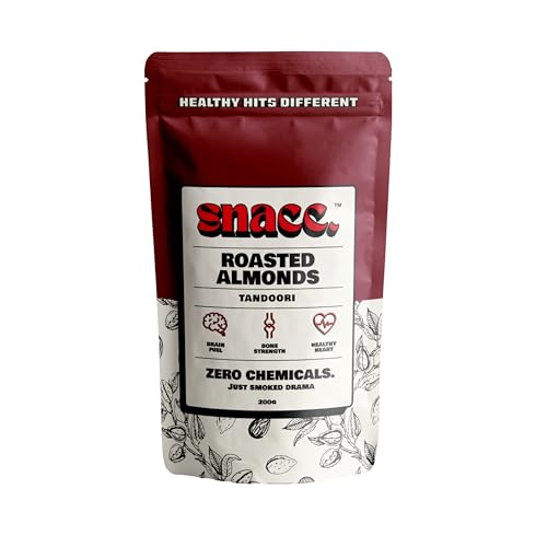 Image of Snacc Roasted Cashews | Spicy Masala Kaju Dry Fruit | Crunchy Premium Cashew Nuts | Protein-Rich | Zero Chemicals | 100% Clean Label Healthy Snack (Pack of 1, TANDOORI ALMONDS)