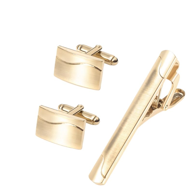 mippo Electroplated Metal Cufflinks & Tie Clip Set for Men’s Dress Accessories for Wedding, Office & Formal look-picture-34